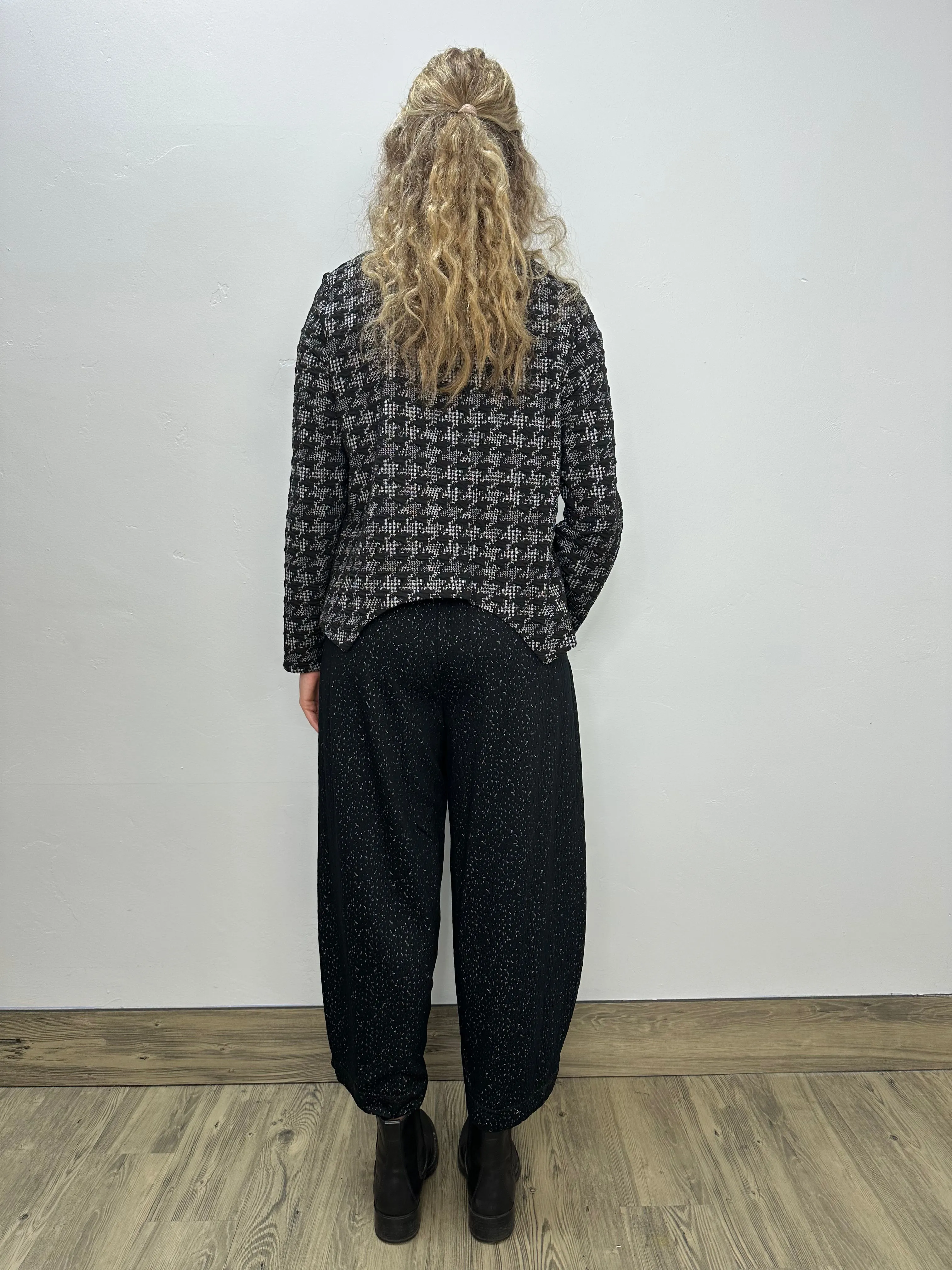 Gray and Black Pattern Long Sleeve with Red Accents