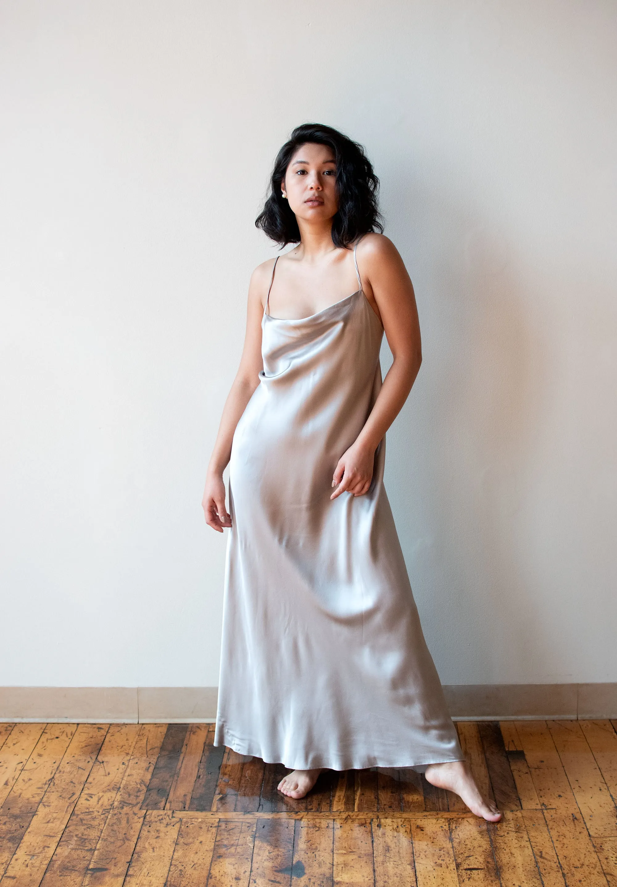 Gray Silk Slip Dress | Donna Karan