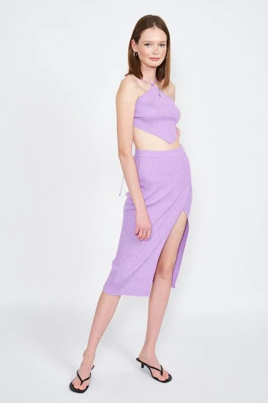 High waist wrapped midi skirt