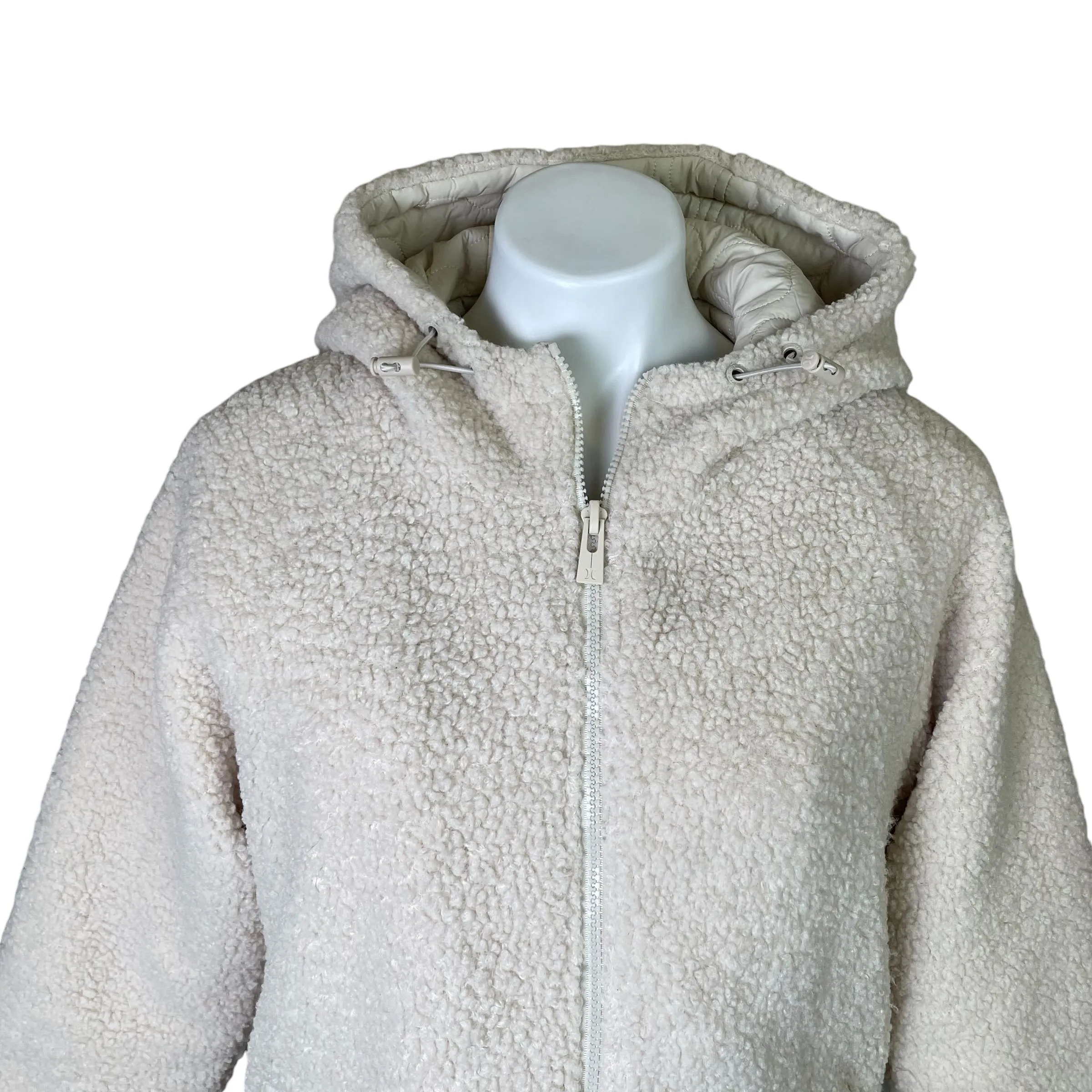 Hurley | Women's Cream Irving Hooded Sherpa Onion Quilt Jacket | Size: XS