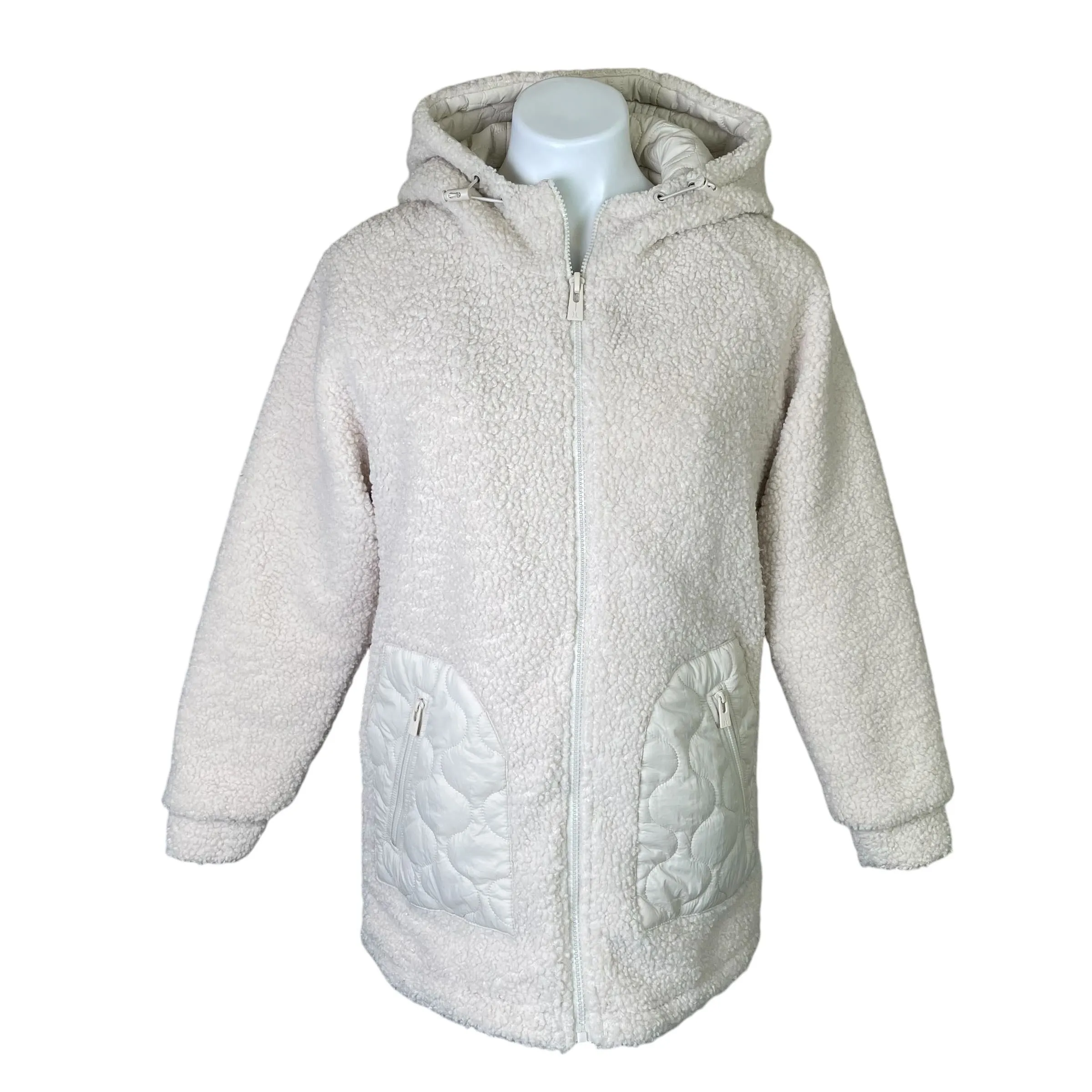 Hurley | Women's Cream Irving Hooded Sherpa Onion Quilt Jacket | Size: XS
