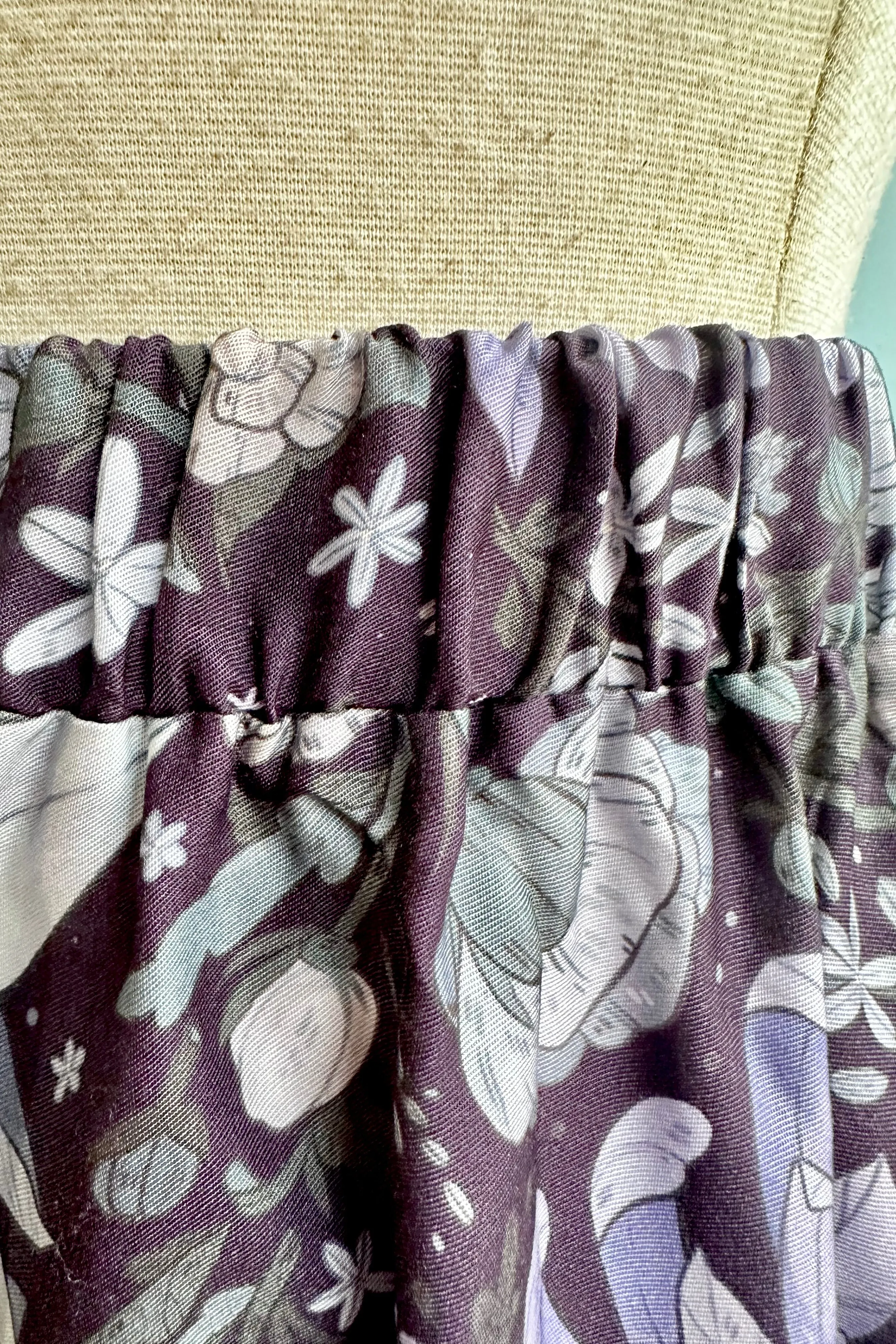 Lavender and Olive Floral Midi Skirt by Morning Witch