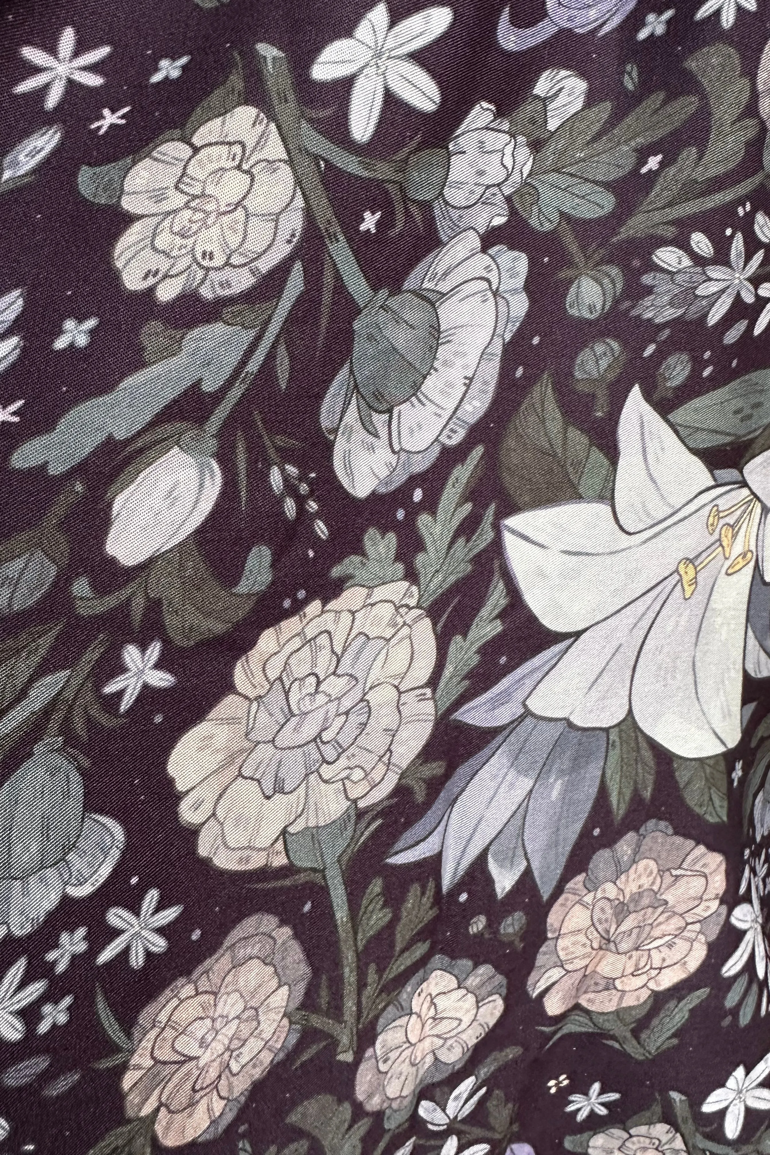 Lavender and Olive Floral Midi Skirt by Morning Witch