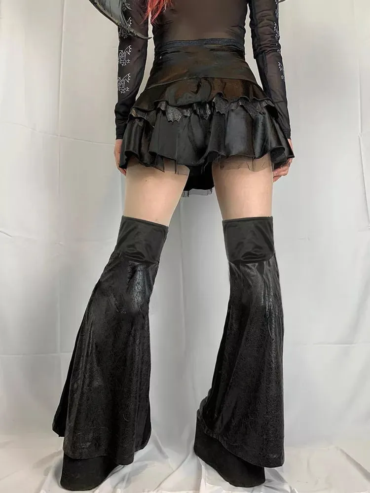 Leather Bandage Buckle Skirt
