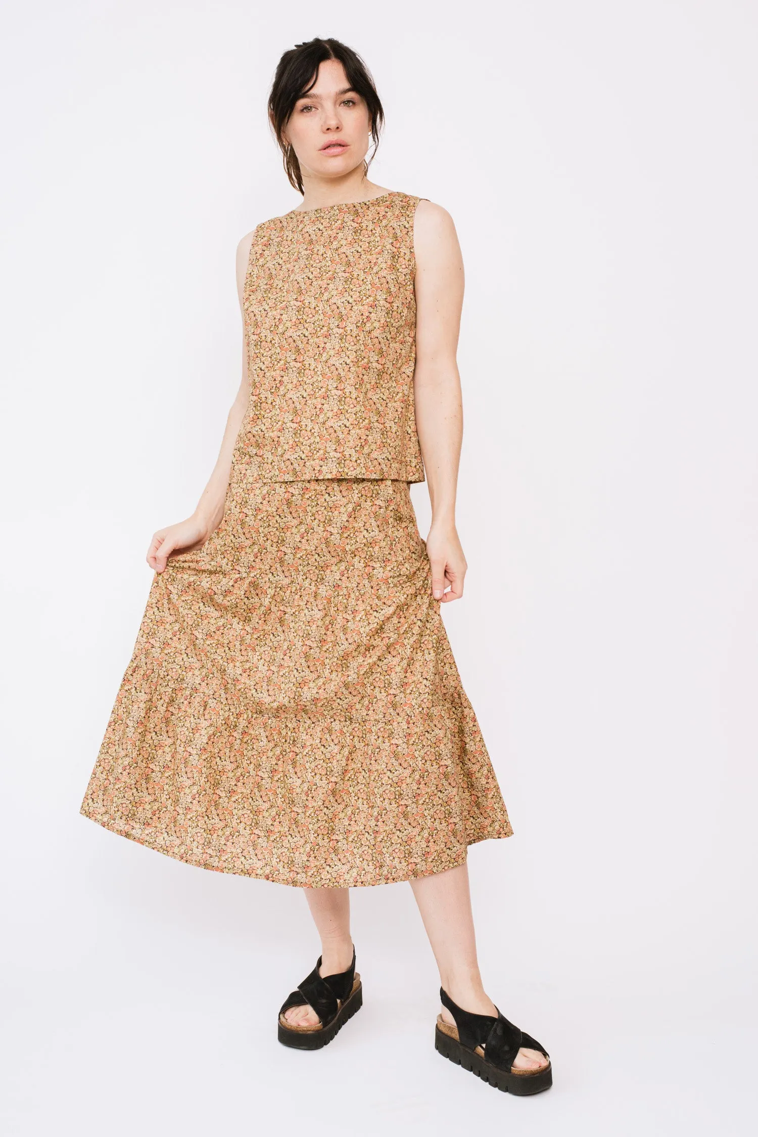 Liberty Print Long Ruffle Skirt