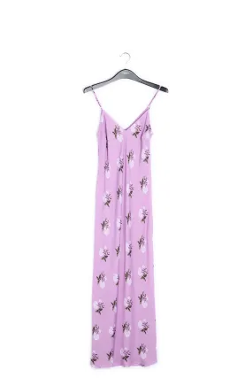 Lilac floral print maxi slip dress