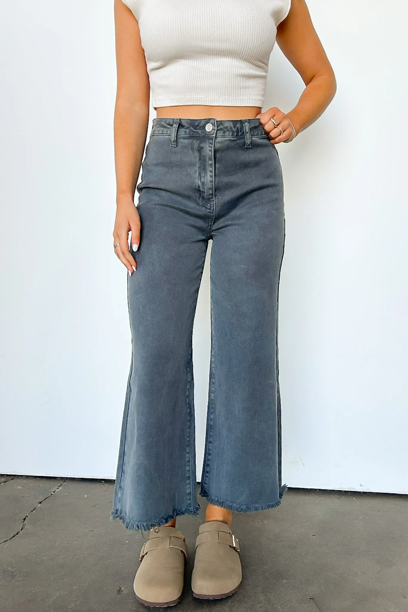 Lorellah High Rise Frayed Hem Straight Leg Jeans - FINAL SALE