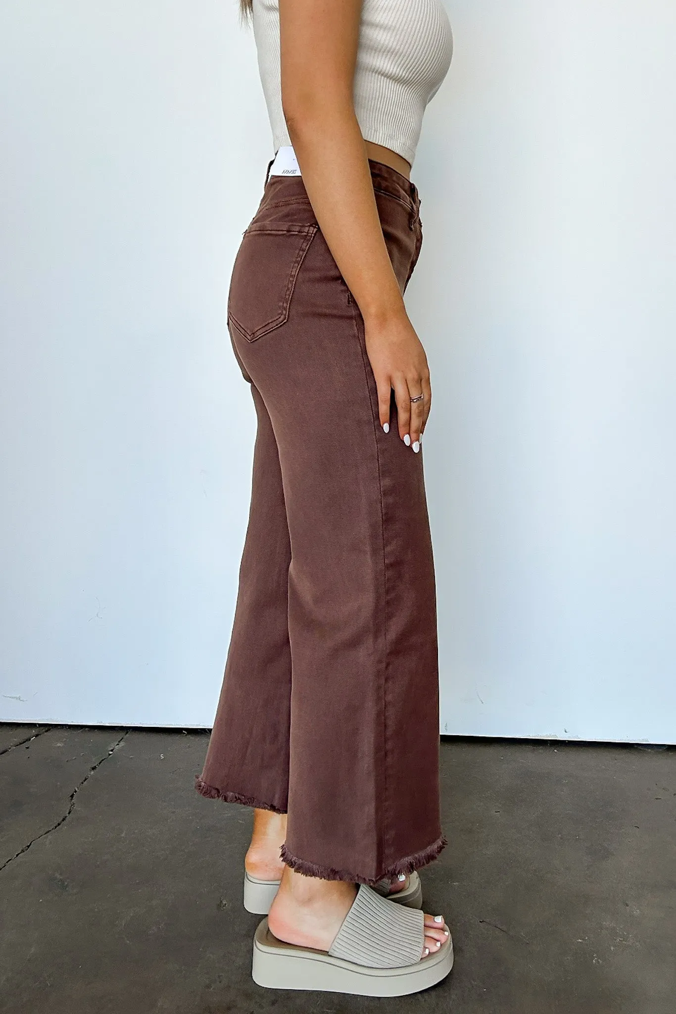 Lorellah High Rise Frayed Hem Straight Leg Jeans - FINAL SALE