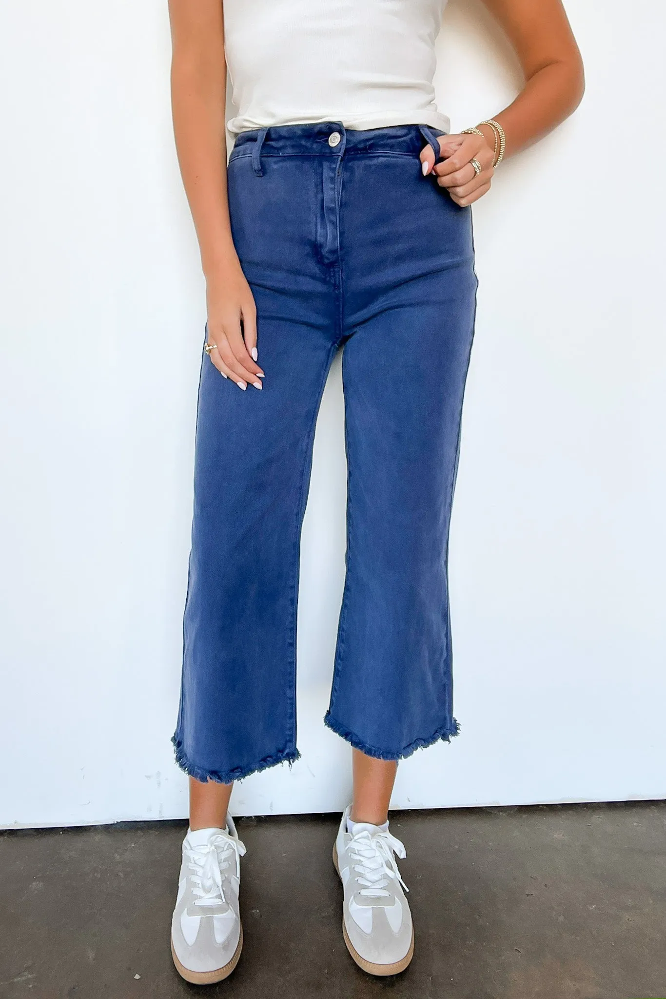 Lorellah High Rise Frayed Hem Straight Leg Jeans - FINAL SALE