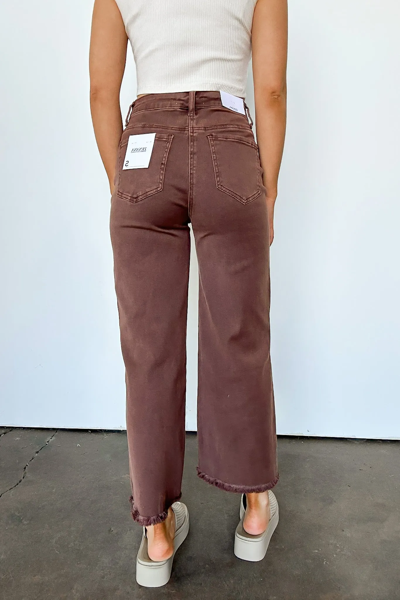 Lorellah High Rise Frayed Hem Straight Leg Jeans - FINAL SALE