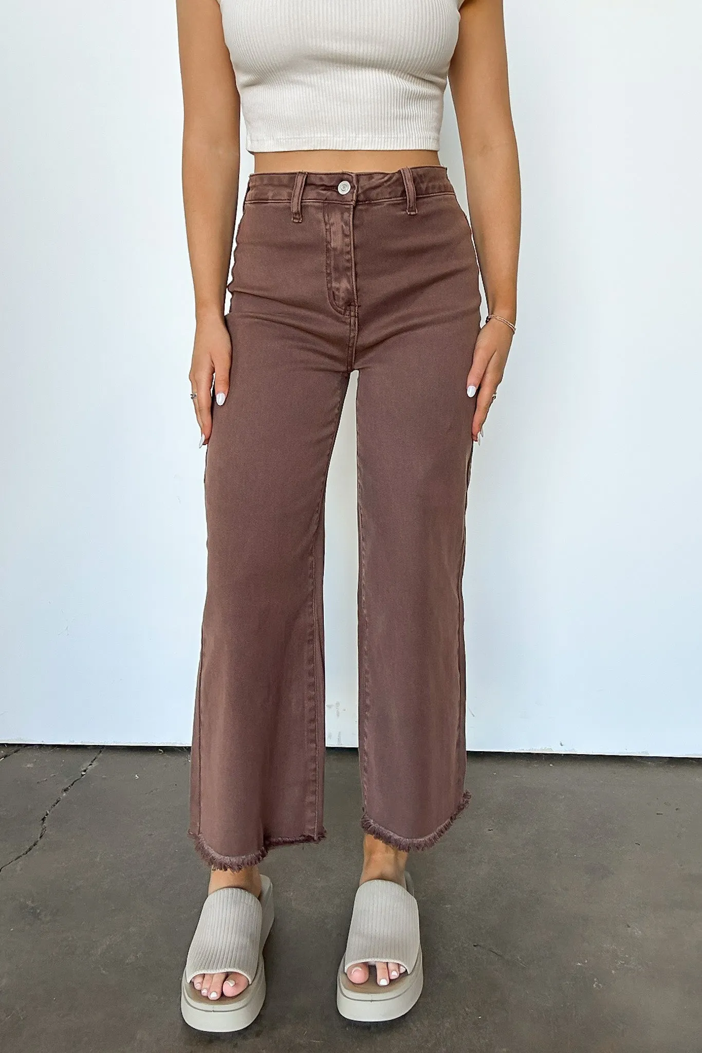 Lorellah High Rise Frayed Hem Straight Leg Jeans - FINAL SALE