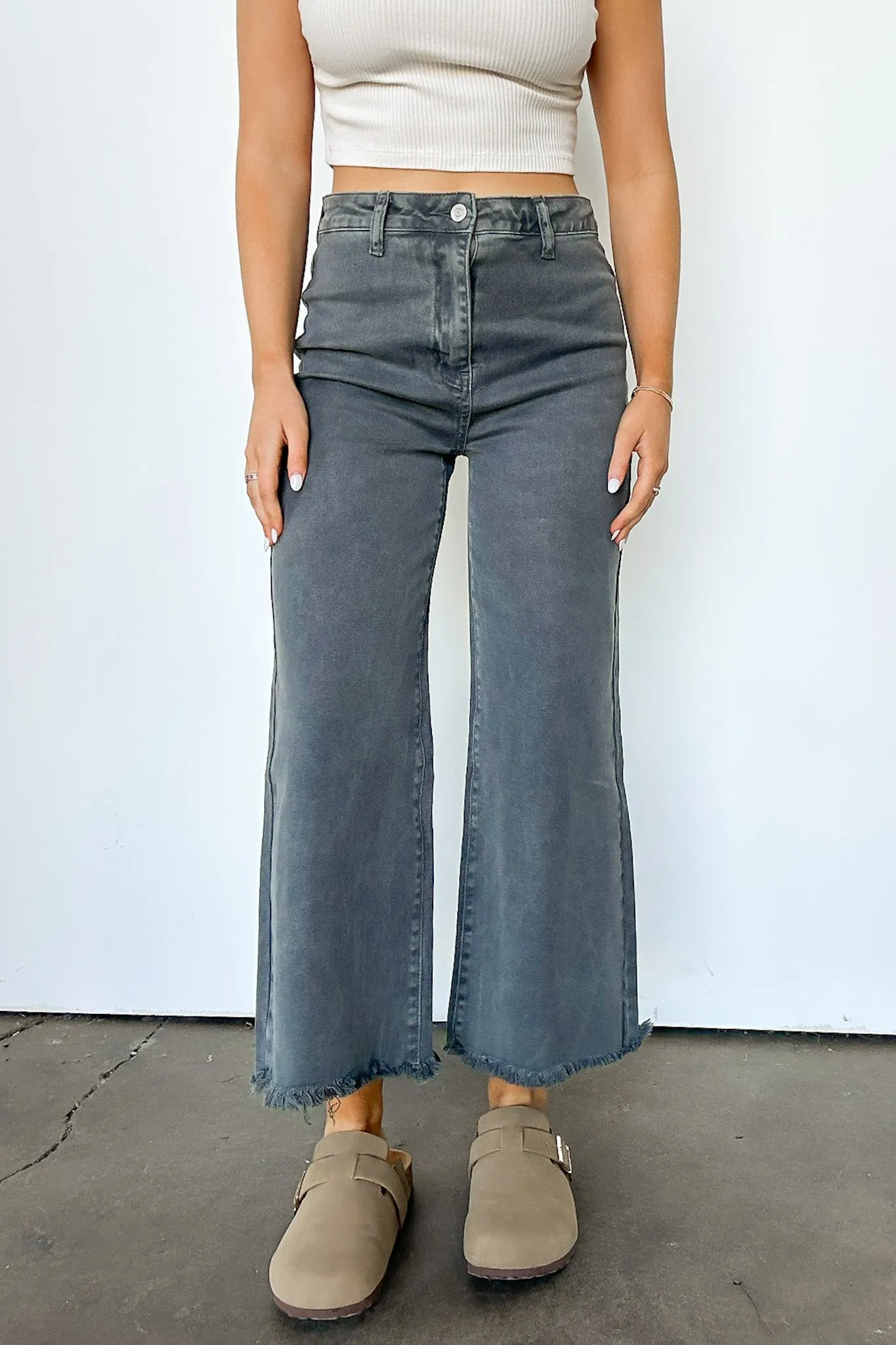 Lorellah High Rise Frayed Hem Straight Leg Jeans - FINAL SALE
