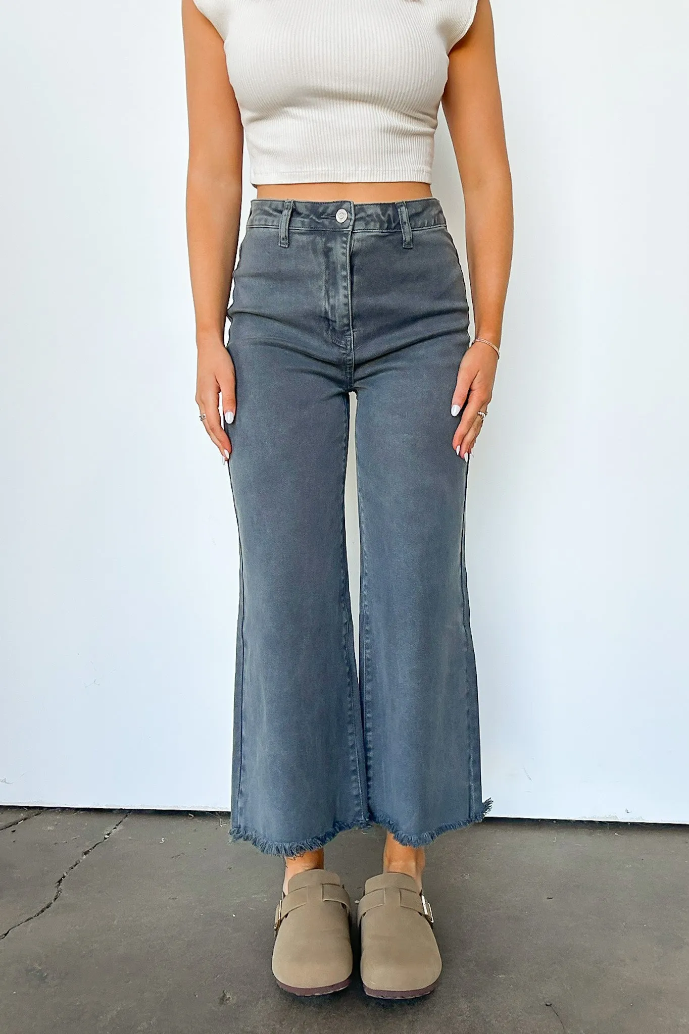 Lorellah High Rise Frayed Hem Straight Leg Jeans - FINAL SALE