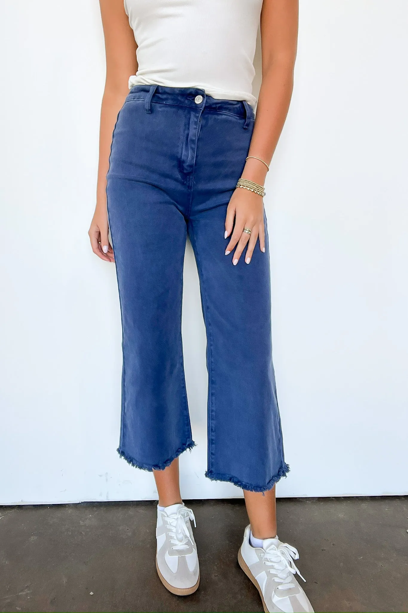 Lorellah High Rise Frayed Hem Straight Leg Jeans - FINAL SALE