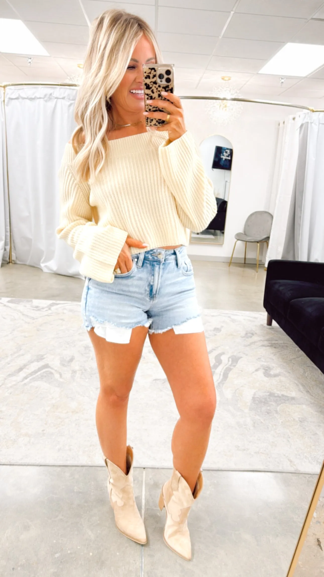 Luna Off-Shoulder Knit Crop Sweater Top