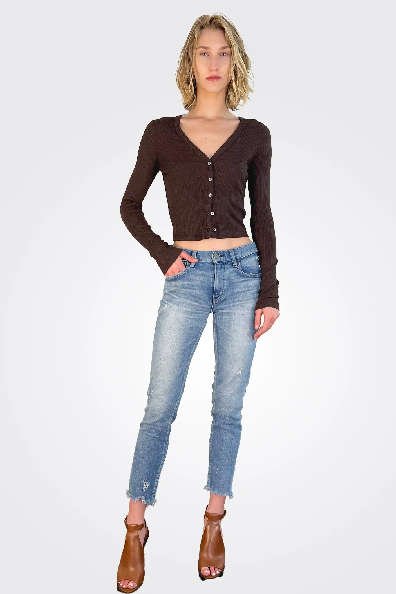 Lyla Ribbed Cardigan - Java