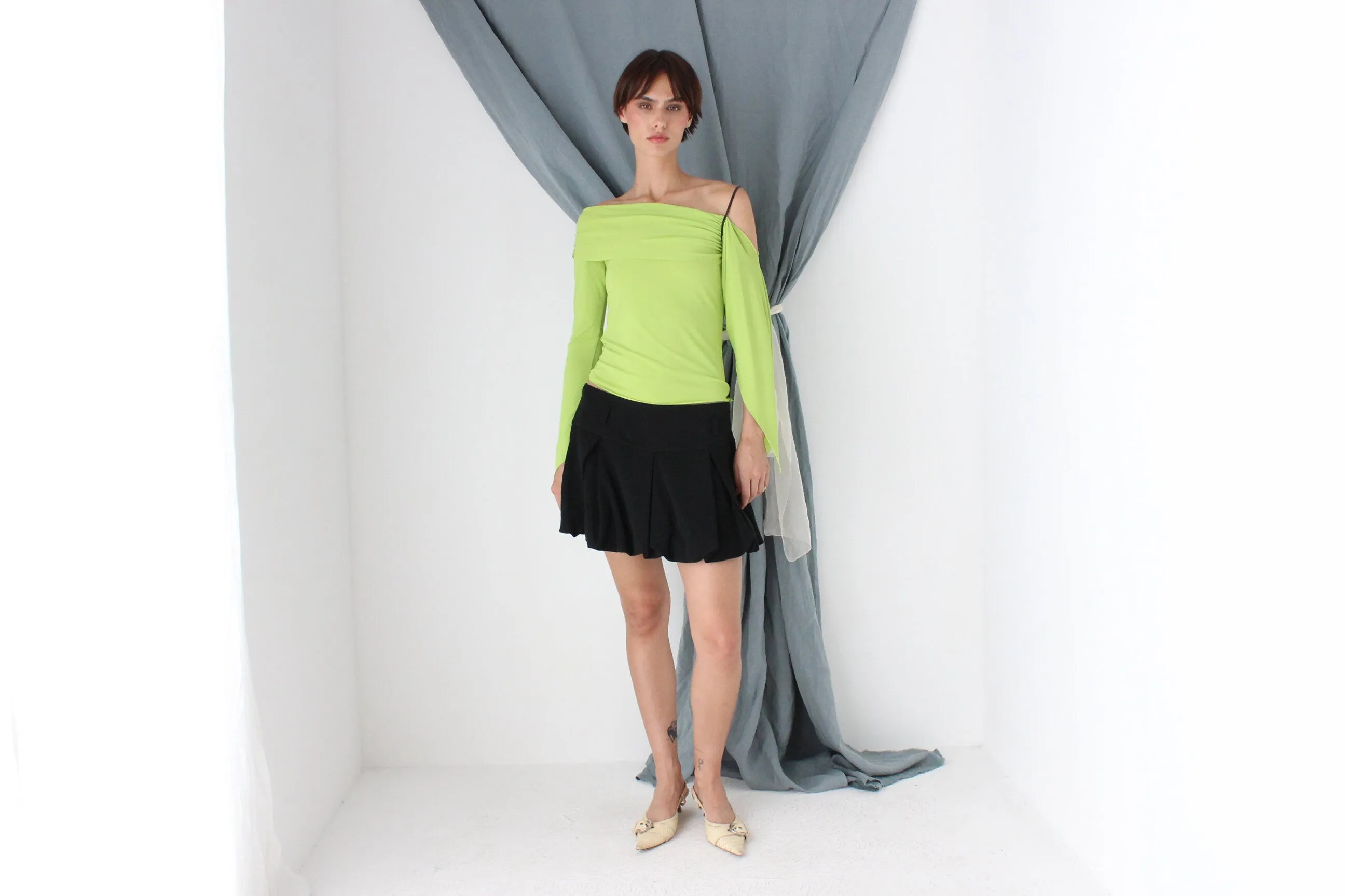 MADE IN ITALY 2000s Bubble Hem Mini Skirt