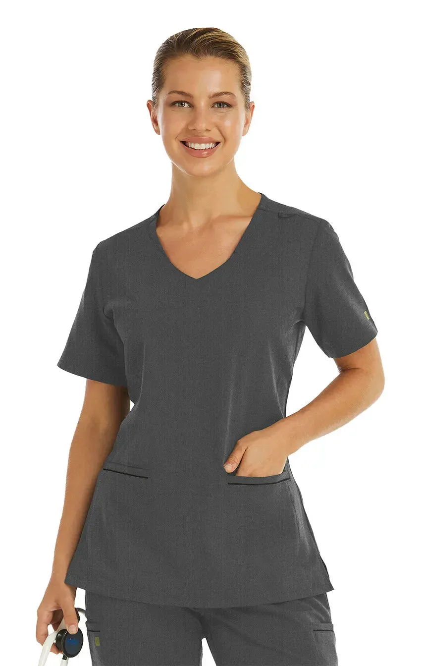 Maevn Women's Knit V-neck Scrub Top