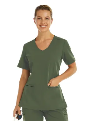 Maevn Women's Knit V-neck Scrub Top