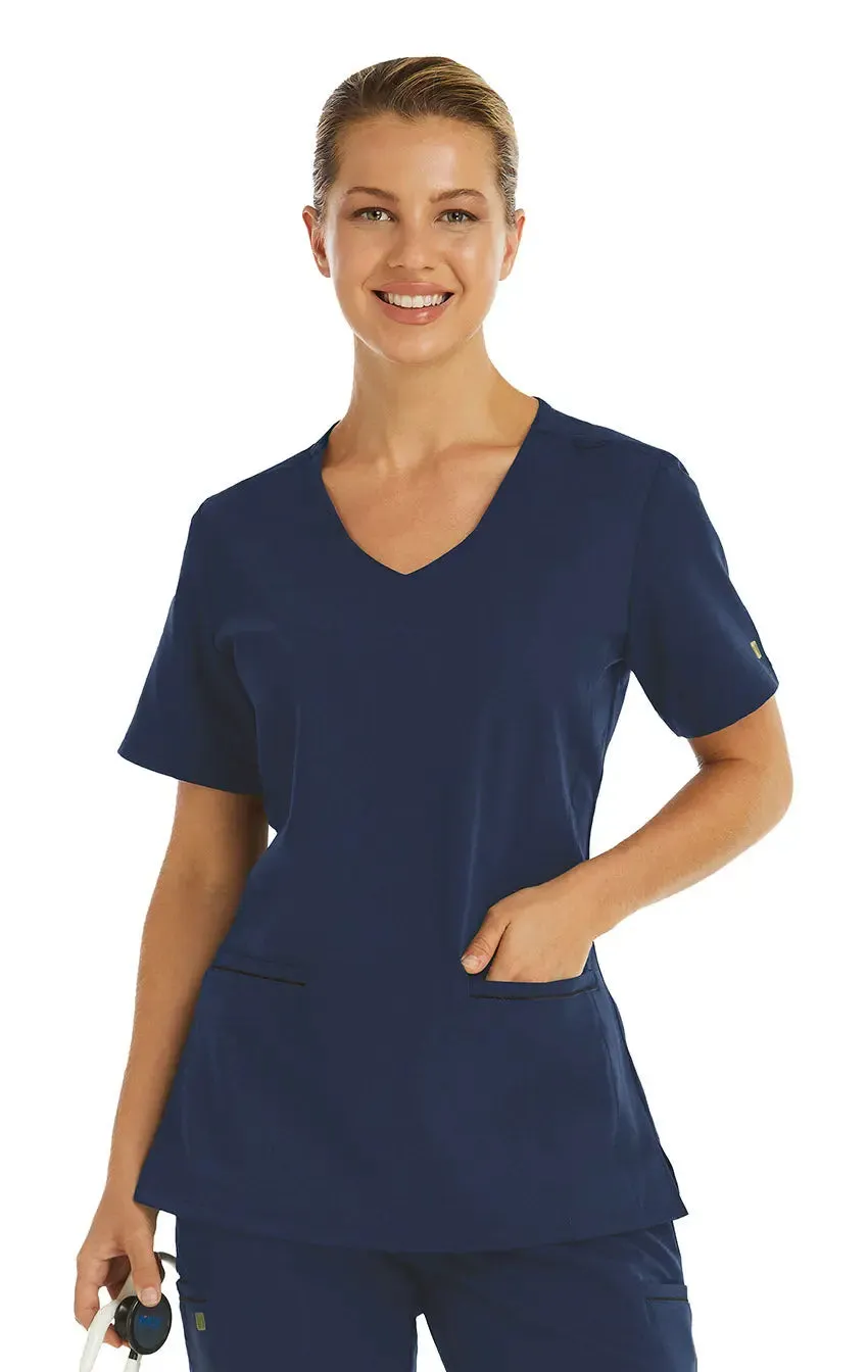 Maevn Women's Knit V-neck Scrub Top