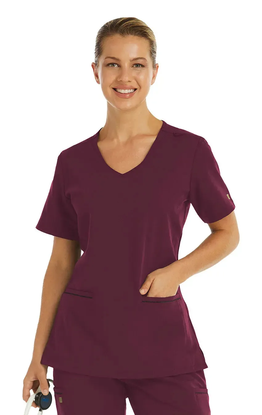 Maevn Women's Knit V-neck Scrub Top
