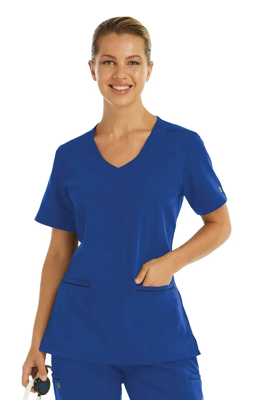 Maevn Women's Knit V-neck Scrub Top