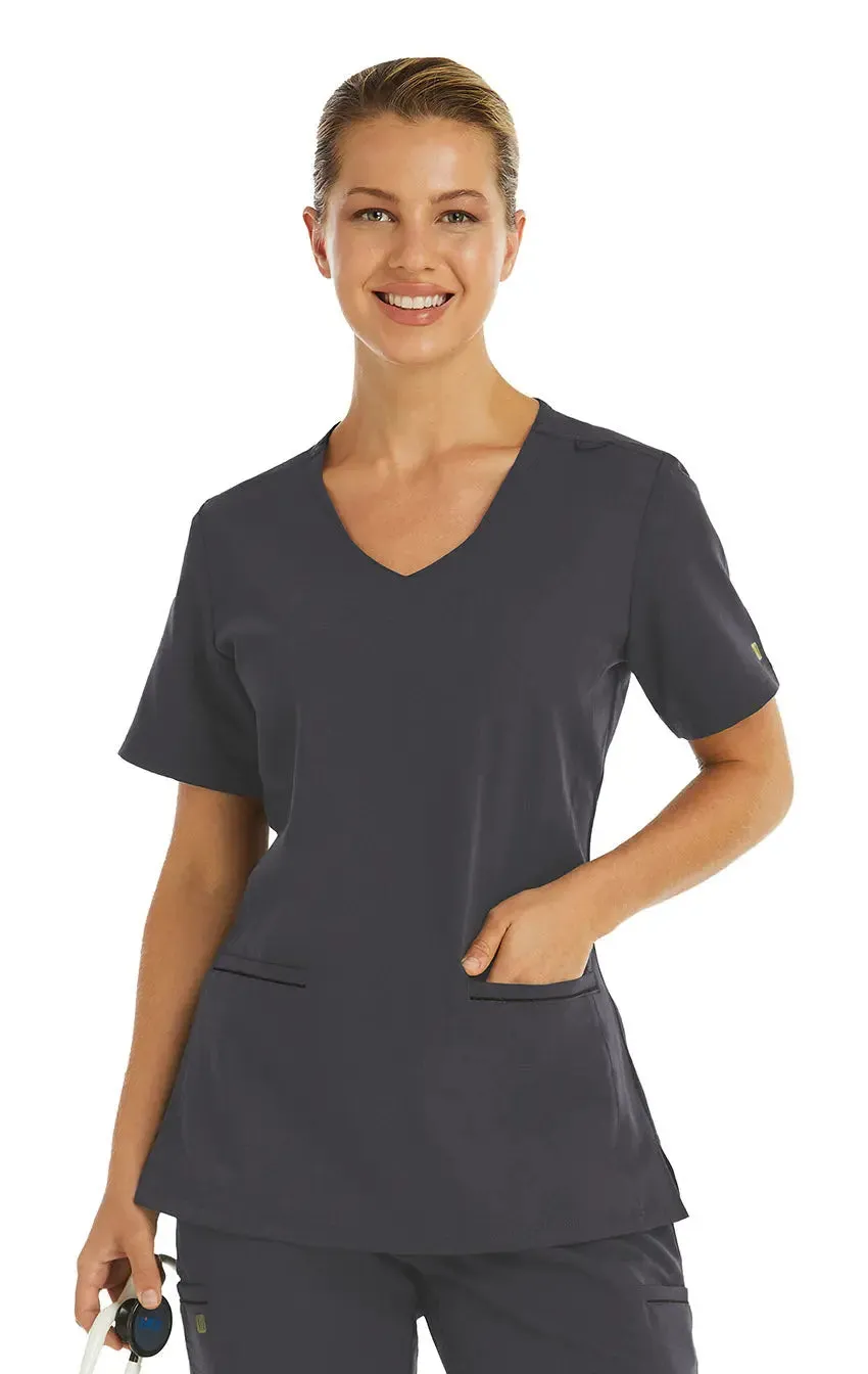 Maevn Women's Knit V-neck Scrub Top
