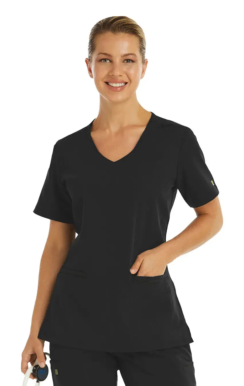 Maevn Women's Knit V-neck Scrub Top