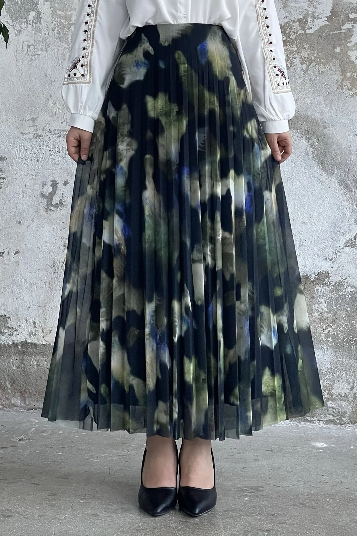 MDS Women Batik Pattern Lined Tulle Skirt - Pistachio Green - Ames