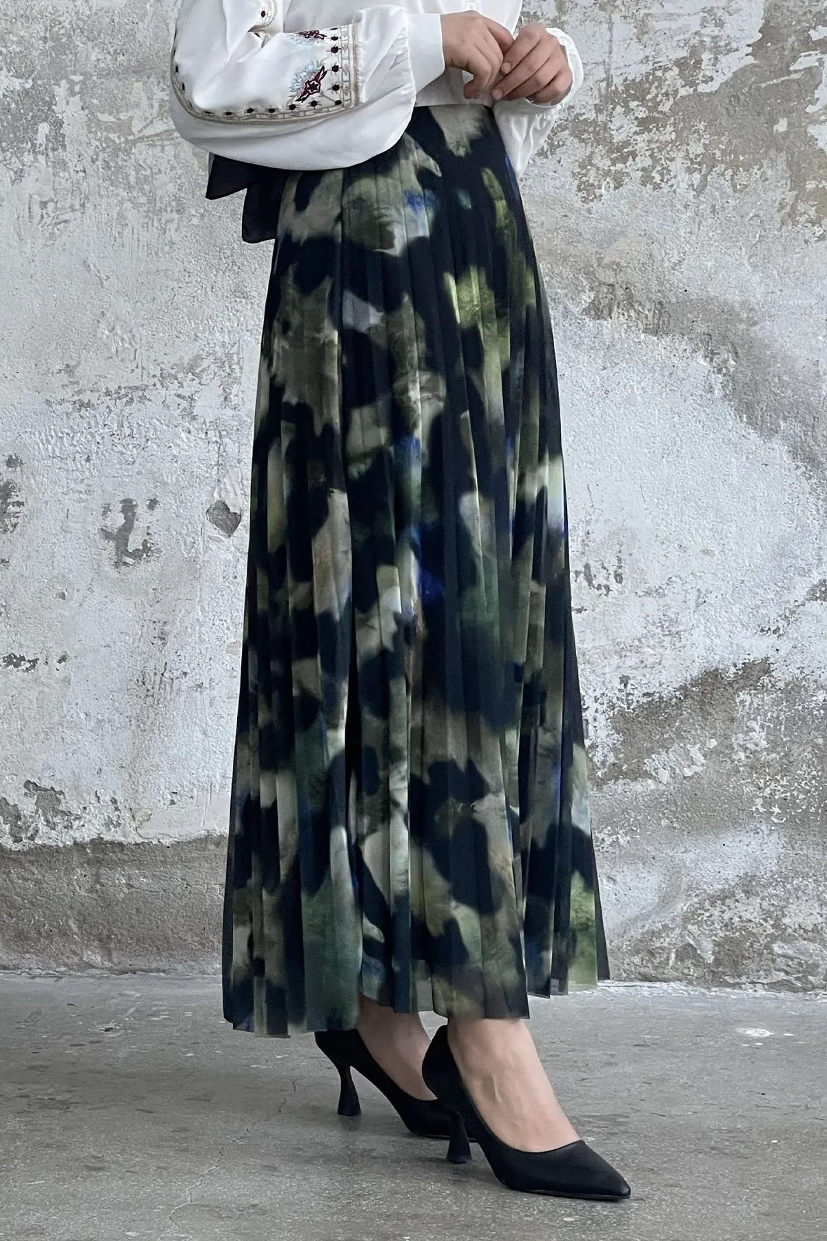 MDS Women Batik Pattern Lined Tulle Skirt - Pistachio Green - Ames