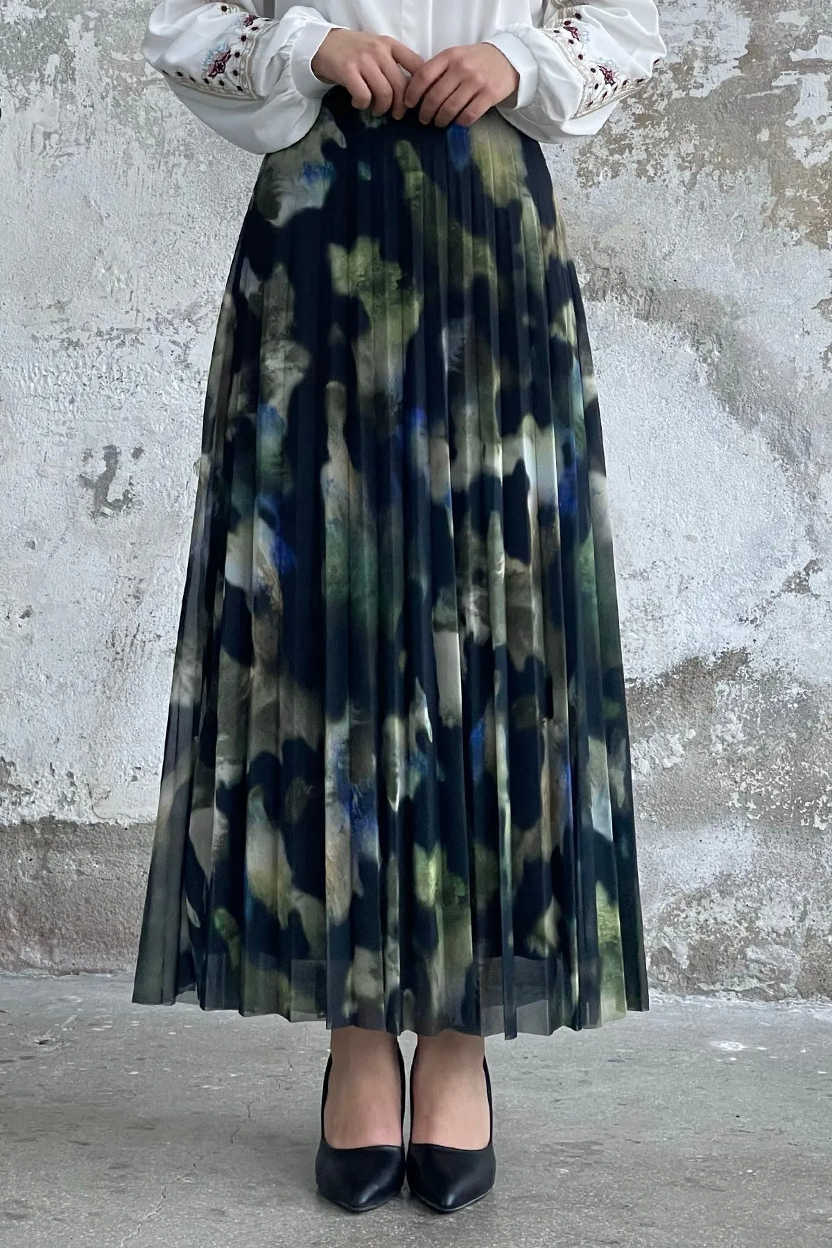 MDS Women Batik Pattern Lined Tulle Skirt - Pistachio Green - Ames