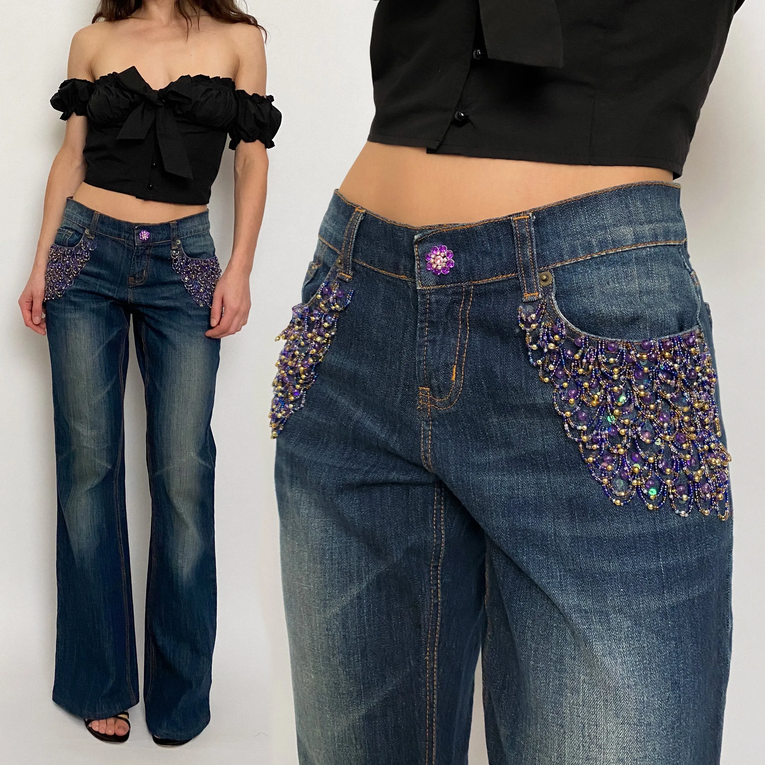 mermaid beaded jeans - size 6
