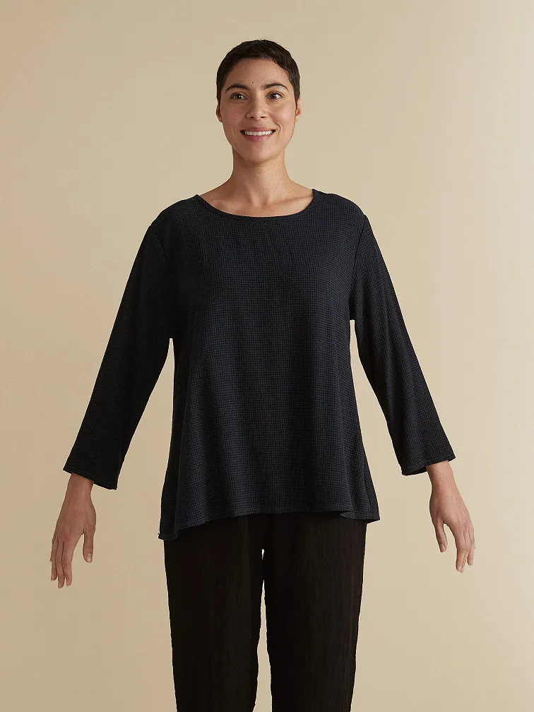Mini Check 3/4 Sleeve A-Line Top