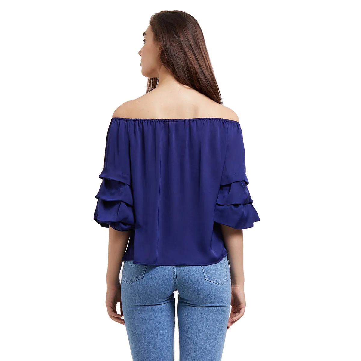 Navy Blue Top with 3 layered bell sleeves