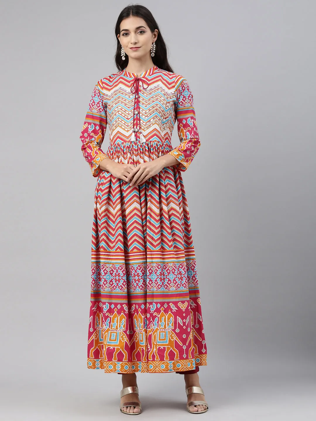 Neeru's Printed Color Cotton Fabric Tunic