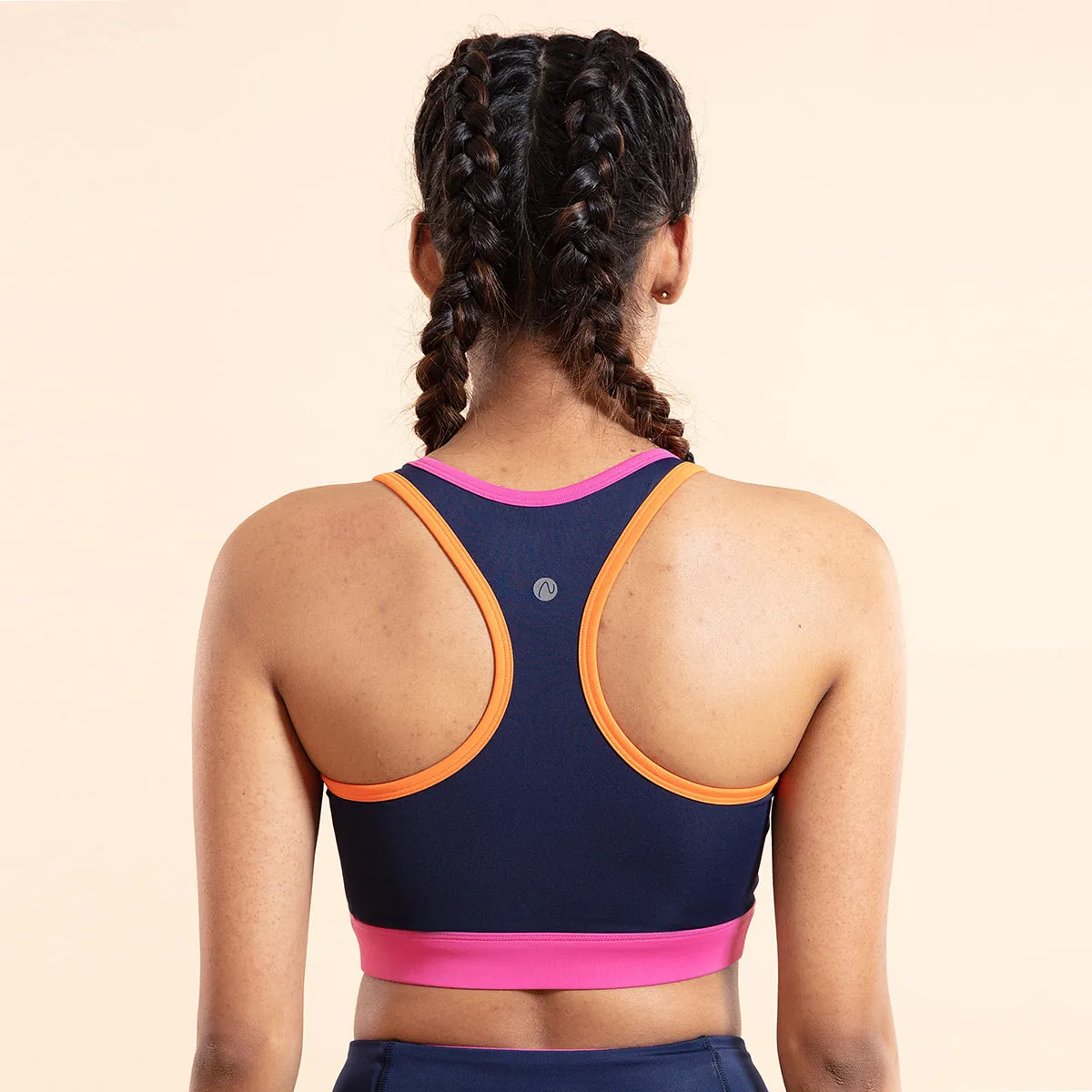 Nykd All Day Low impact Crop top Bra-NYK112-Peacoat Navy