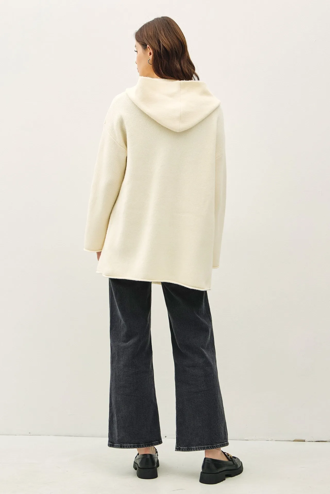 Open Front Hooded Cardigan