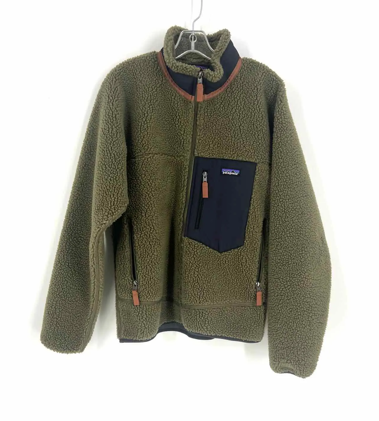 Patagonia Size M Olive/Black Paneled Sherpa Jackets Jacket
