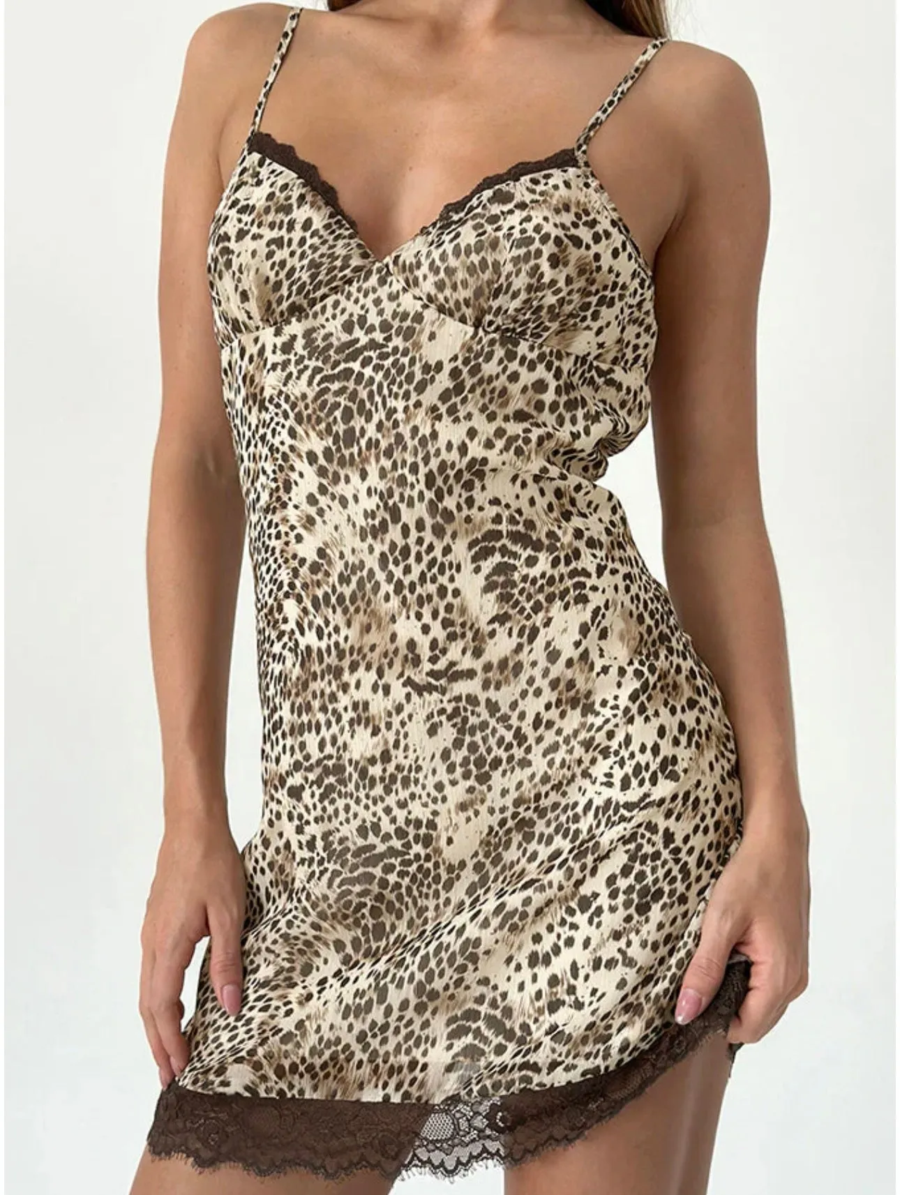 Philena Mini Slip Dress - Wild Leopard