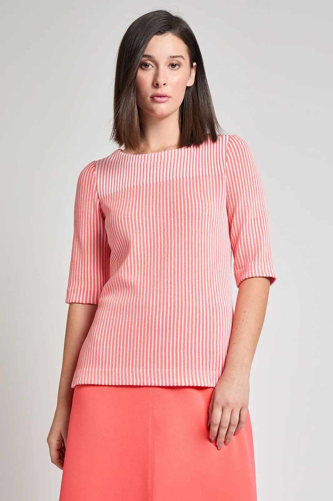 Plus Size Striped Two Tone Soft Knit Tunic