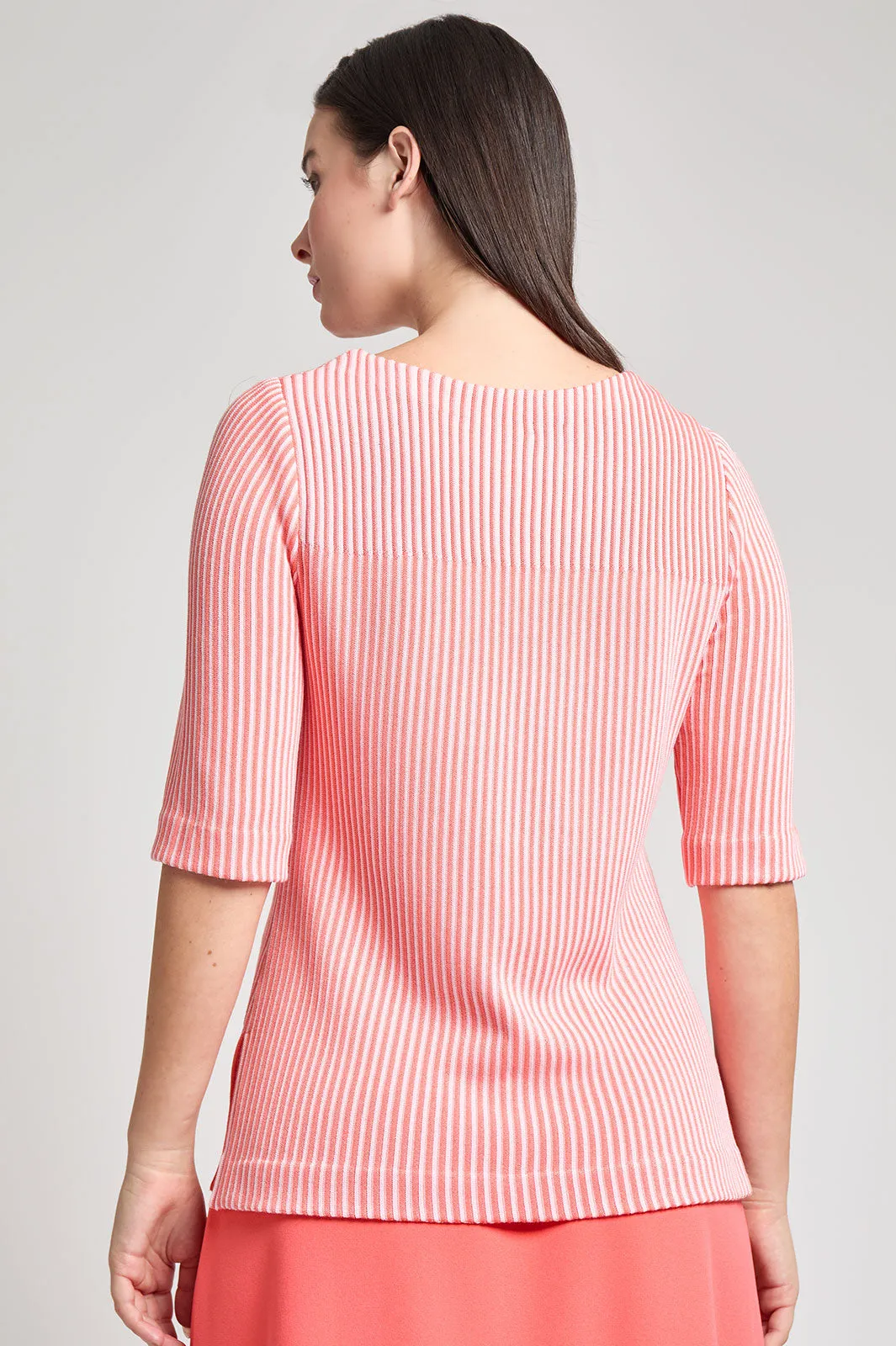 Plus Size Striped Two Tone Soft Knit Tunic