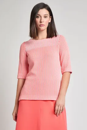Plus Size Striped Two Tone Soft Knit Tunic