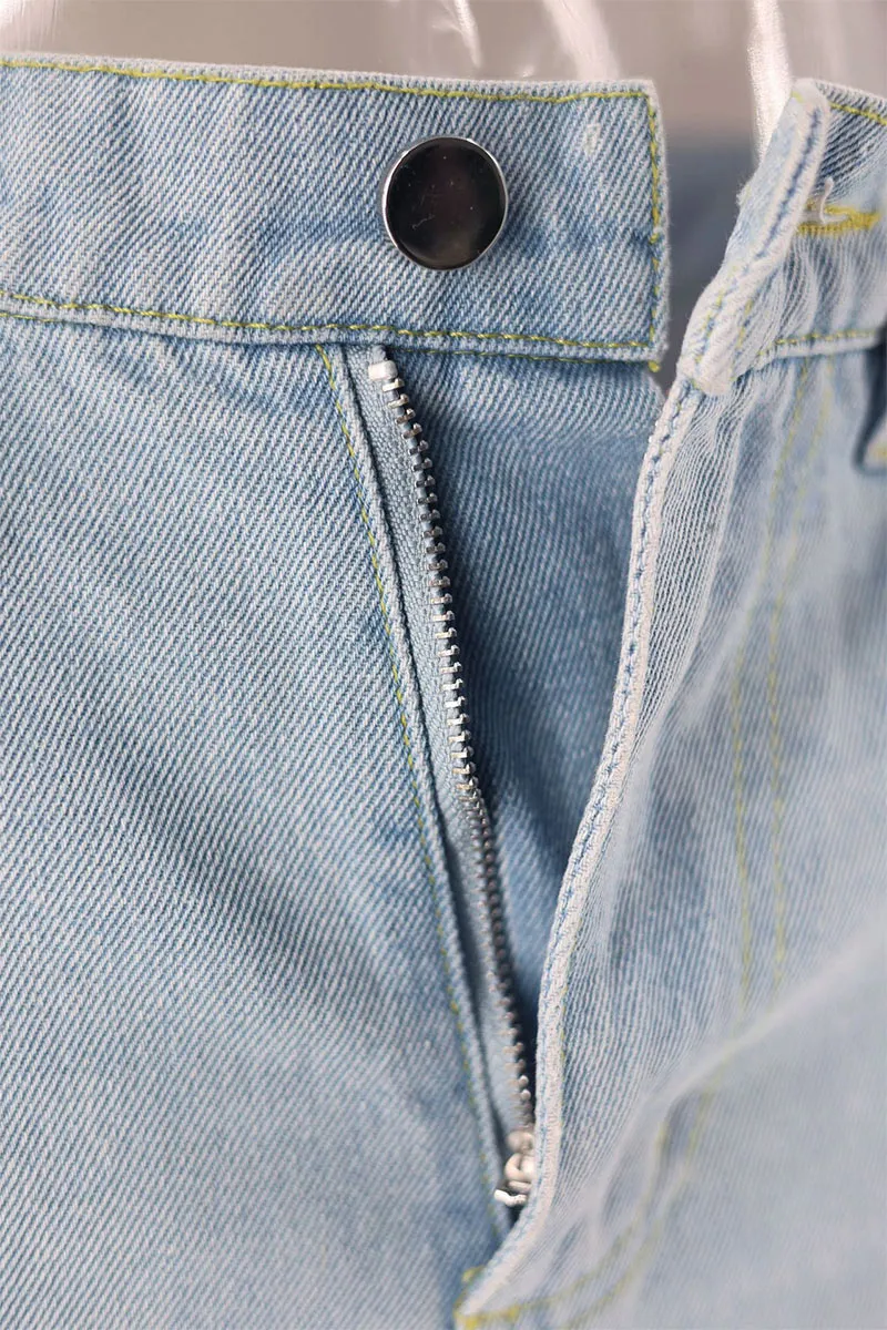 PM0282 Rhinestones Straight Leg Jeans