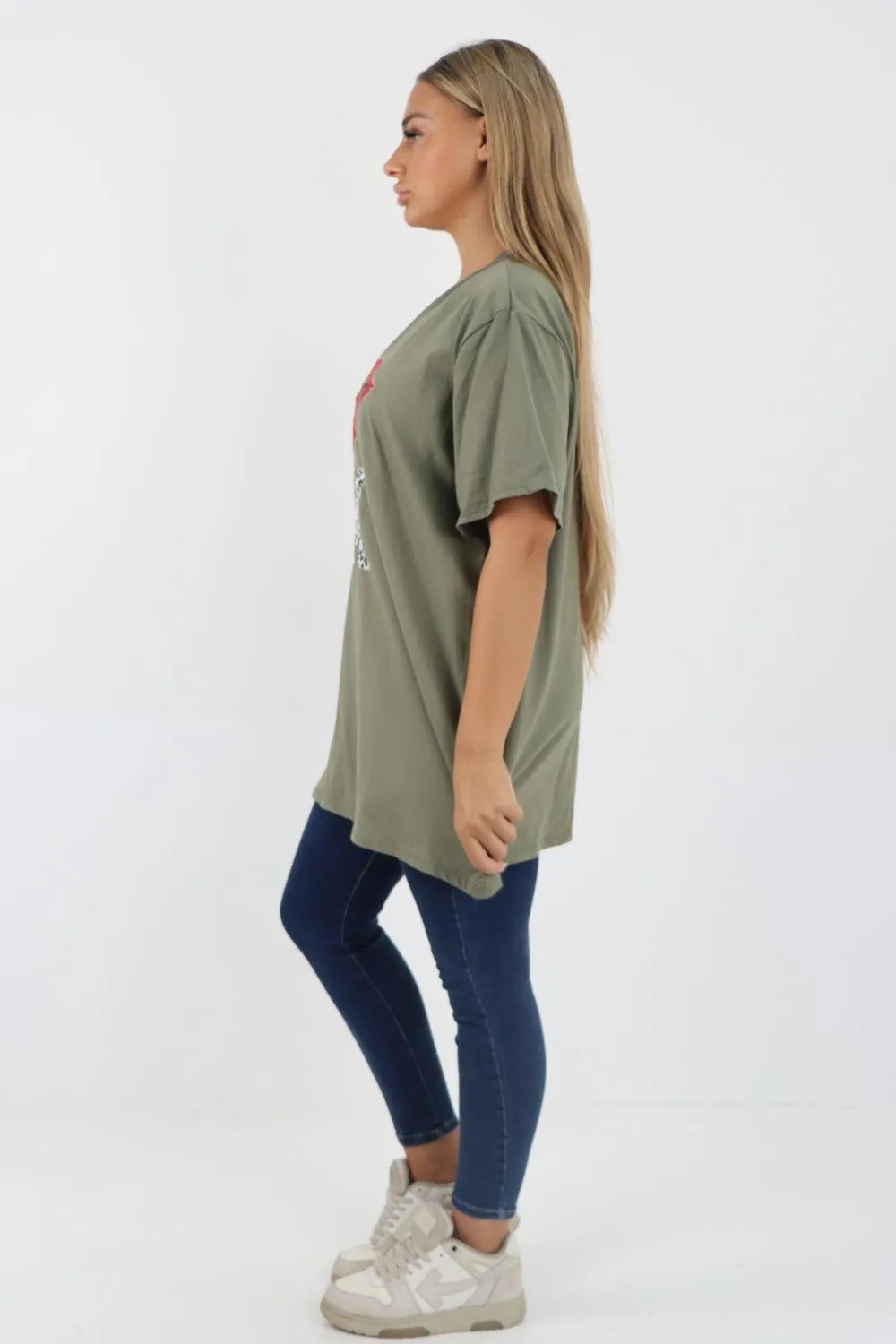 Rock Print Short Sleeve Tunic Top