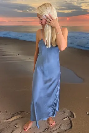 ROSE SILK SLIP DRESS INDIGO
