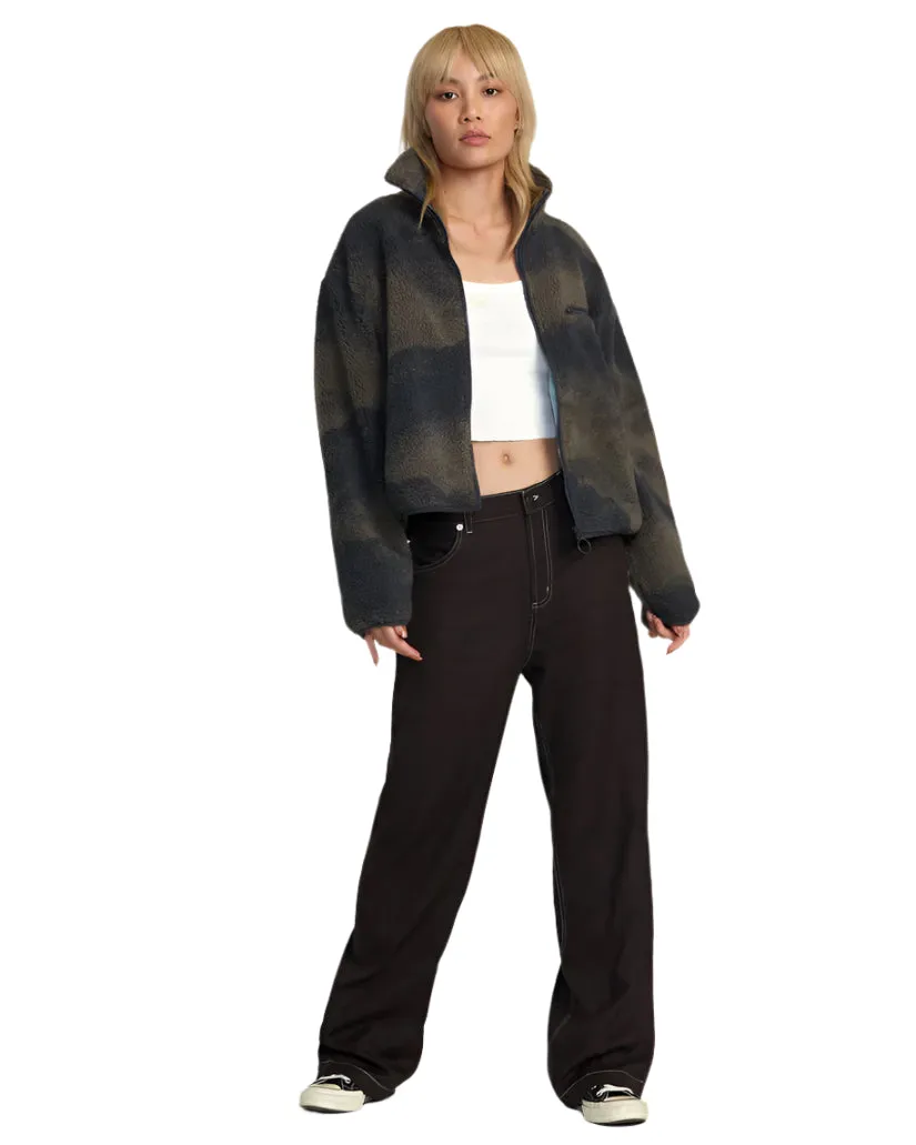 RVCA Women's Oh Hush Sherpa Jacket Green Haze
