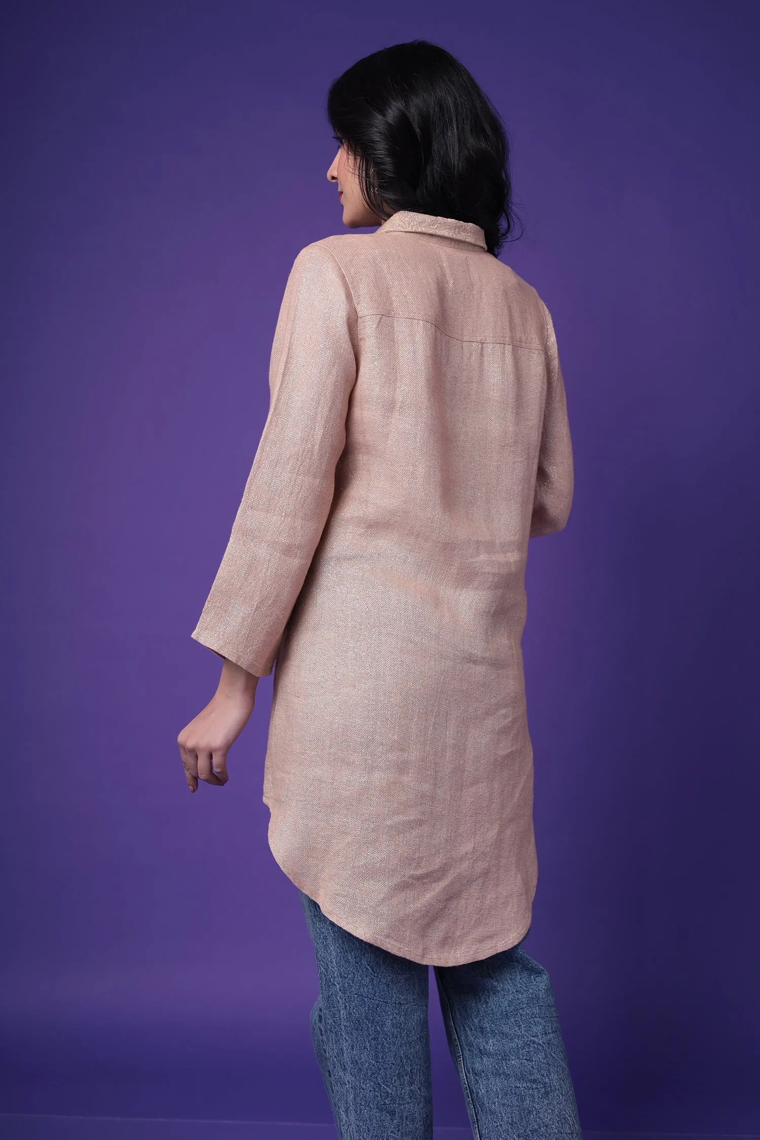 Shimmer Linen Tunic with Embroidered work