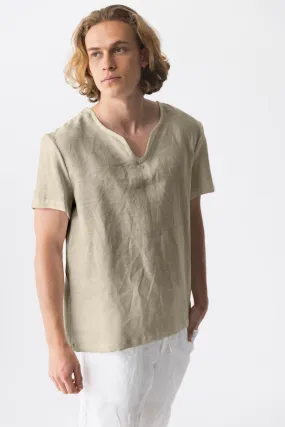 Short-sleeved linen tunic beige natural - Marcelo