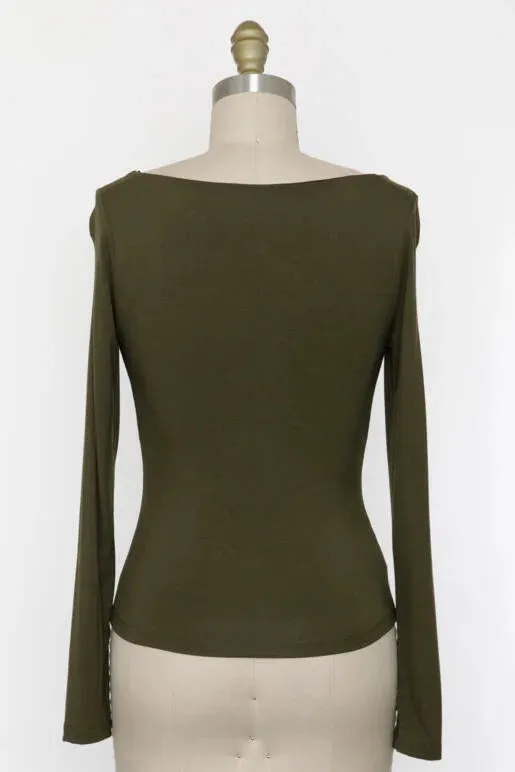 Skylar Square Neck Double Layer Comfy Long Sleeve Top (Assorted Colors)