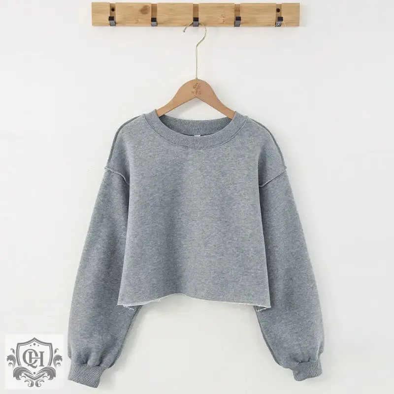 Solid Cropped Sports Sweater